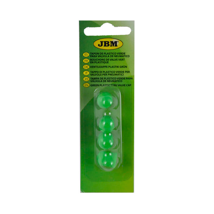 SET DE 4 TAPONES DE PLÁSTICO VERDES PARA VÁLVULA DE NEUMÁTICO