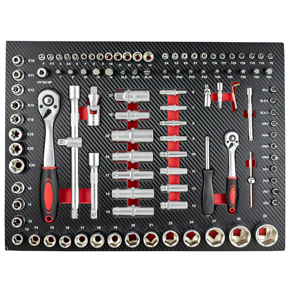 SET DE 4 MÓDULOS EVA CARBONO PARA CARRO DE HERRAMIENTAS - ROJO