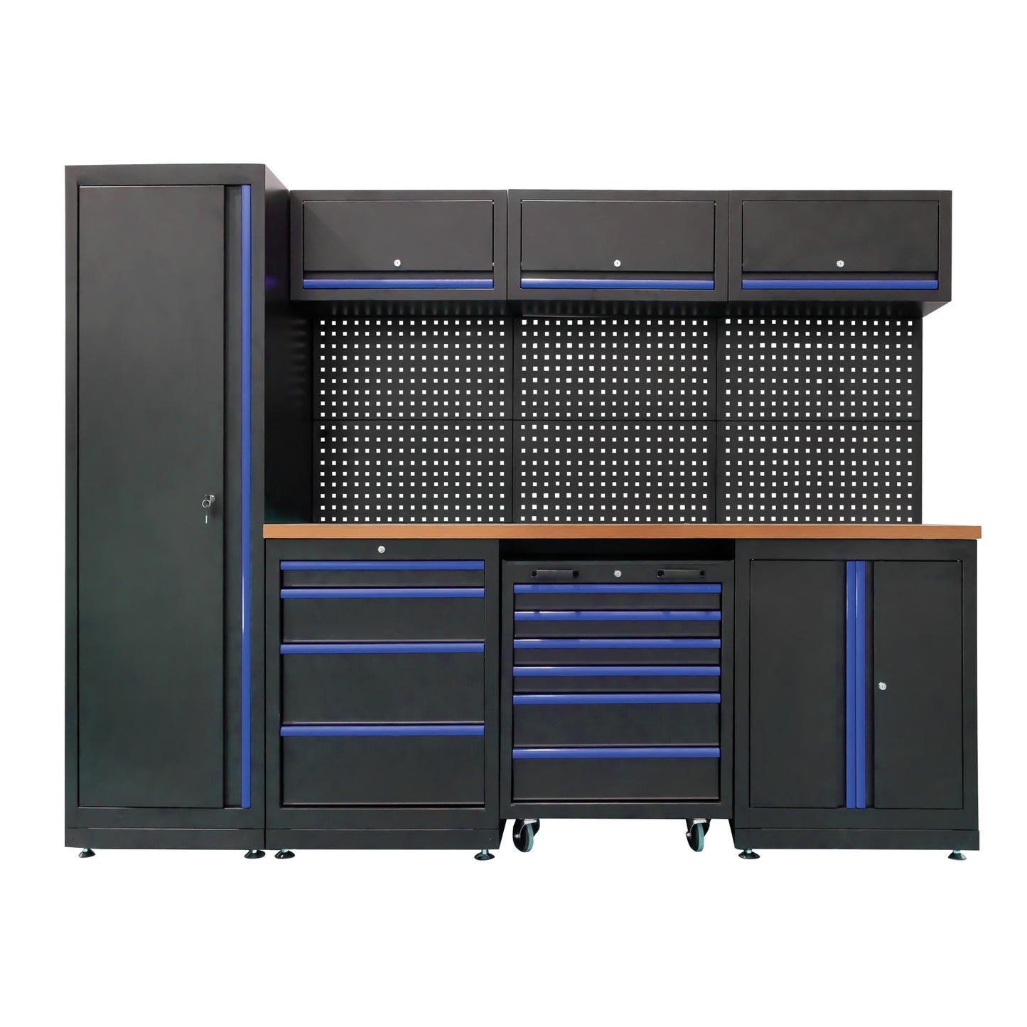 CONJUNTO DE MUEBLES MODULARES PARA TALLER (18 PCS) - AZUL