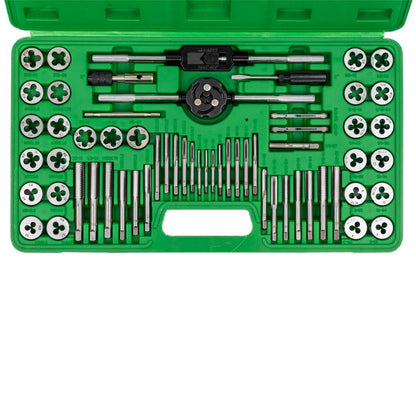 METRIC CASE WITH 60 PIECES OF METRIC AND INCH COMBINED TAPS AND DIES