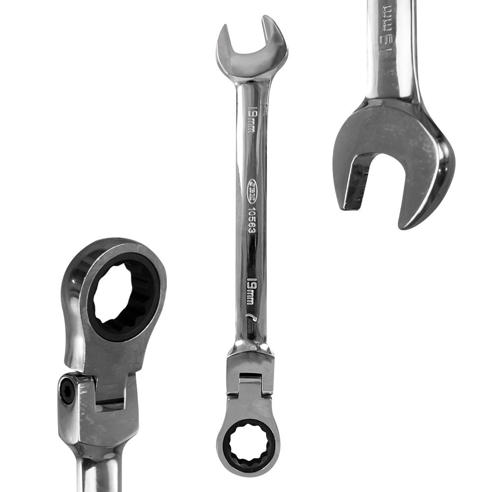 SET OF 12 ARTICULATED COMBINATION WRENCHES WITH RATCHET