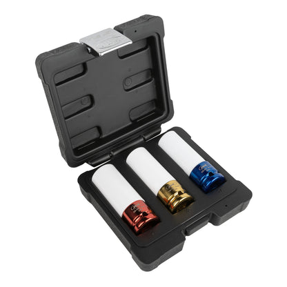 SET DE 3 VASOS DE IMPACTO DE 1/2" ESPECIAL EXTRACCIÓN RUEDAS