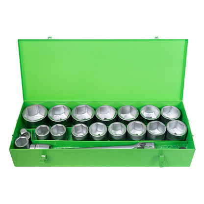 ESTUCHE METÁLICO CON 21 PIEZAS DE AUTOCLÉ EN HEXAGONAL 1" CINCADO