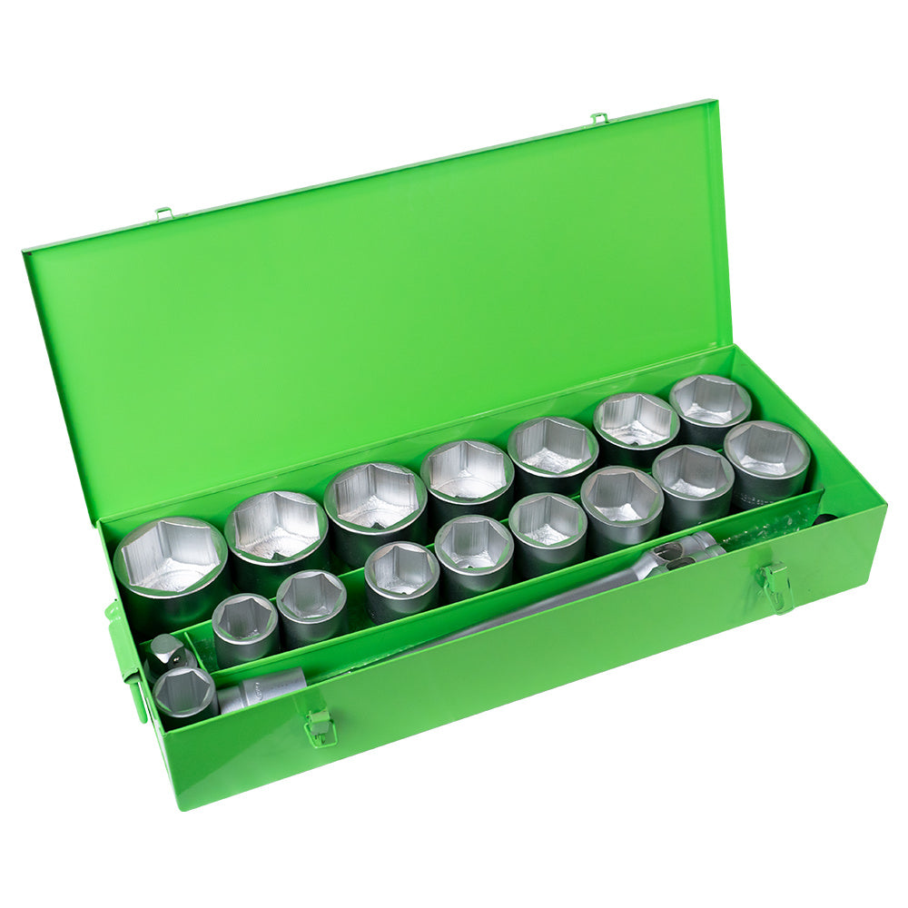 ESTUCHE METÁLICO CON 21 PIEZAS DE AUTOCLÉ EN HEXAGONAL 1" CINCADO