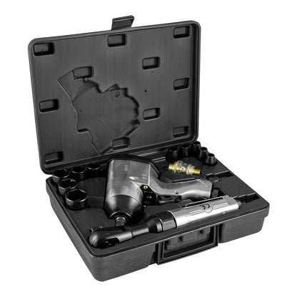 16 PIECE CASE WITH GUN AND 1/2" IMPACT RATCHET