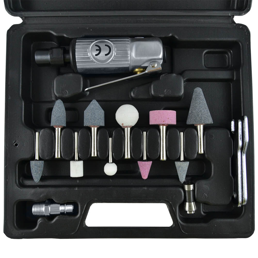 ESTUCHE DE 16 PIEZAS CON AMOLADORA 1/4"