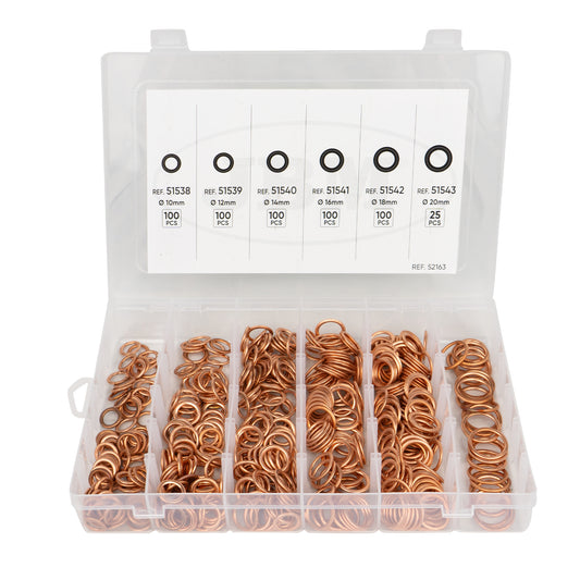ESTUCHE DE ARANDELAS DE COBRE PARA TAPÓN DE CÁRTER 525PCS