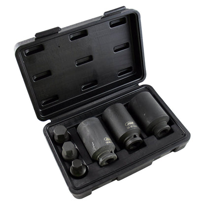 SET OF 3 SOCKETS AND 3 1/2" HEXAGON IMPACT BITS