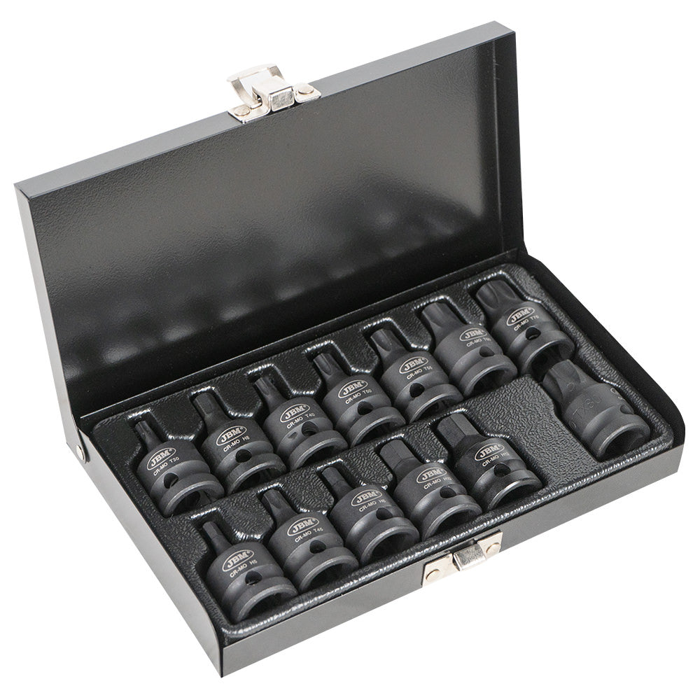 1/2" 13-PIECE HEXAGON AND TORX IMPACT BIT SET