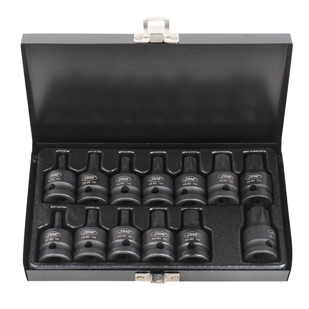 1/2" 13-PIECE HEXAGON AND TORX IMPACT BIT SET