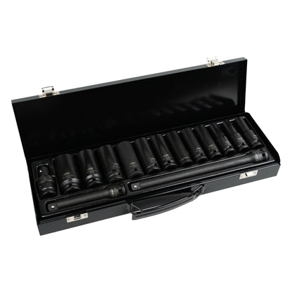 15 PIECE IMPACT DRIVE SET WITH 12 1/2" HEXAGON LONG SOCKETS + ADAPTERS