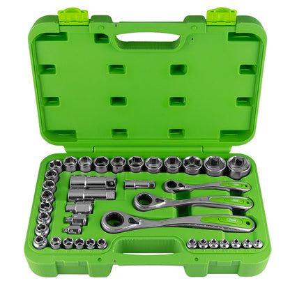 39 PIECE GO-THROUGH TOOL CASE 1/2", 1/4" AND 3/2" CHROME