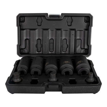 SET OF 5 SOCKETS AND 3 1/2" XZN IMPACT BITS