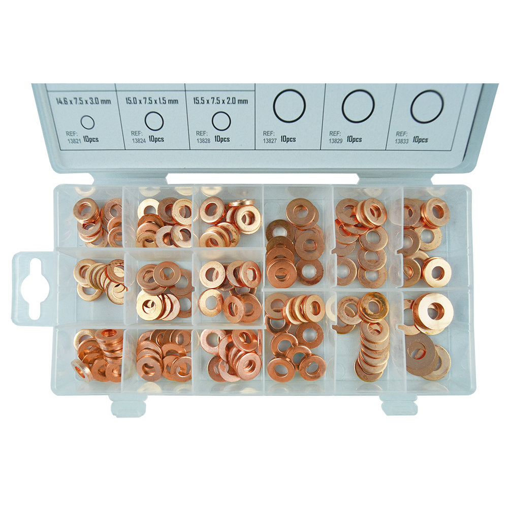 ESTUCHE DE ARANDELAS DE COBRE PARA INYECTOR 150PCS