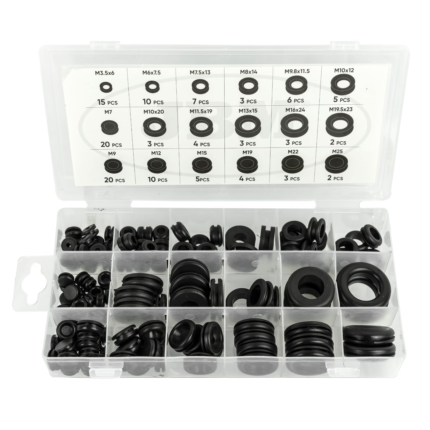 ESTUCHE DE PASACABLES DE GOMA 125PCS
