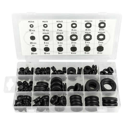 ESTUCHE DE PASACABLES DE GOMA 125PCS