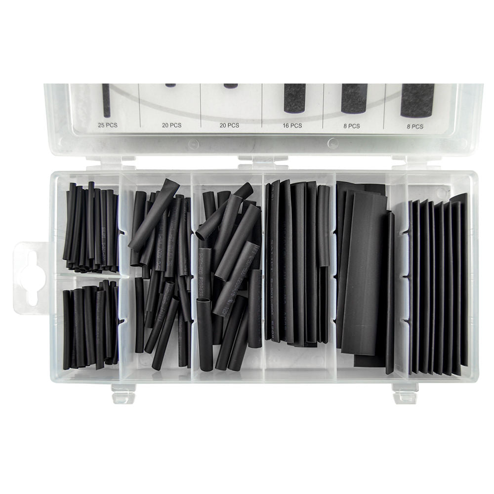 ESTUCHE DE TUBOS TERMORETRÁCTILES NEGROS 127PCS