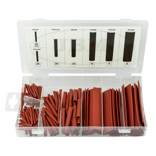 ESTUCHE DE TUBOS TERMORETRÁCTILES ROJOS 127PCS