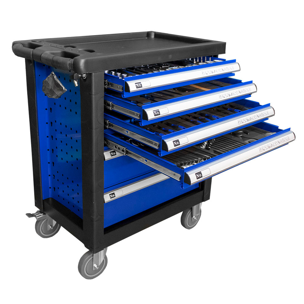 BLUE 6 DRAWER TOOL CART WITH SUPPLIES