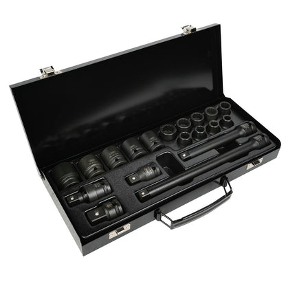 SET DE 19 PIEZAS DE IMPACTO DE 1/2" CON 14 VASOS DE 12 CANTOS + ADAPTADORES