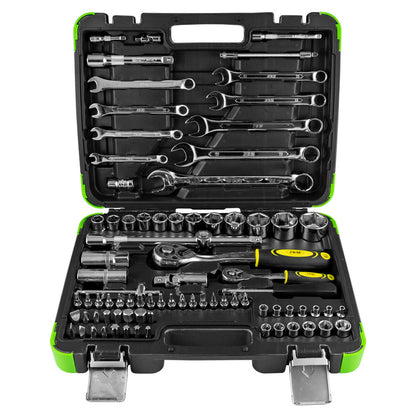 82 PIECE TOOL CASE WITH CHROME HEXAGON SOCKETS