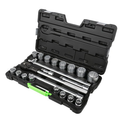 TOOL CASE WITH 21 PIECES OF 12 EDGE 3/4" ZINC PLATED SOCKETS