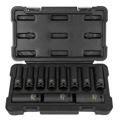 SET DE 11 VASOS DE IMPACTO LARGOS DE 12 CANTOS DE 1/2"