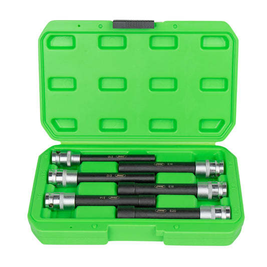 SET DE 6 VASOS 1/2" TORX TIPO E EXTRA LARGOS CINCADO