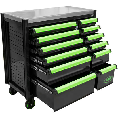 CARRO DE HERRAMIENTAS CON 12 CAJONES - VERDE - ARMADO