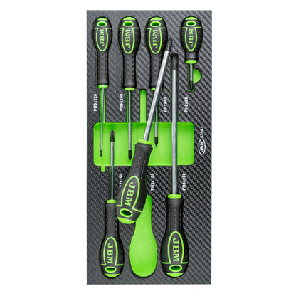 SET OF 7 CROSS SCREWDRIVERS WITH EVA CARBON MODULE