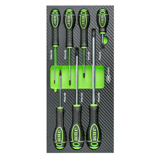 SET OF 7 CROSS SCREWDRIVERS WITH EVA CARBON MODULE