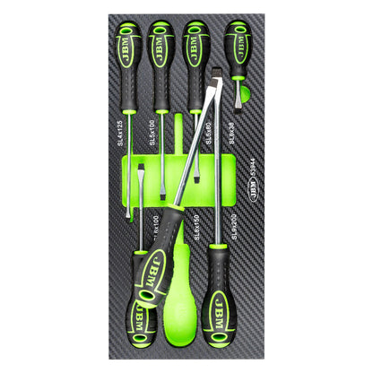 SET OF 7 FLAT SCREWDRIVERS WITH EVA CARBON MODULE