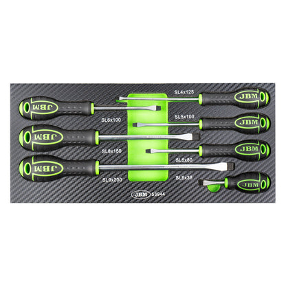 SET OF 7 FLAT SCREWDRIVERS WITH EVA CARBON MODULE