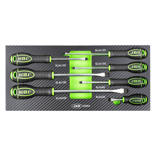 SET OF 7 FLAT SCREWDRIVERS WITH EVA CARBON MODULE