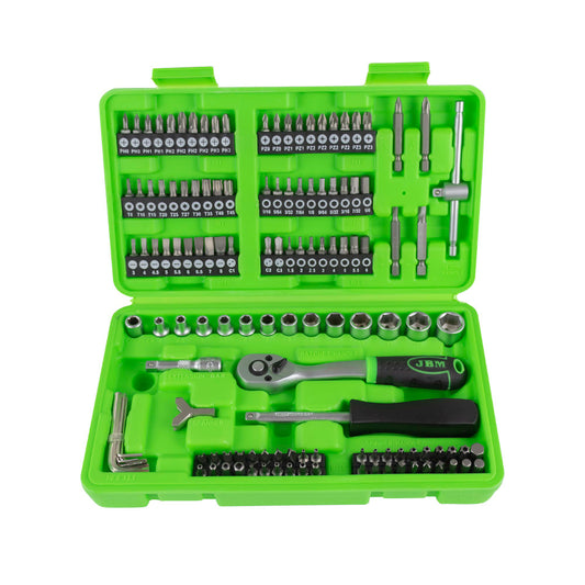 130 PIECE 1/4" ZINC PLATED TOOL KIT WITH SOCKETS AND BITS