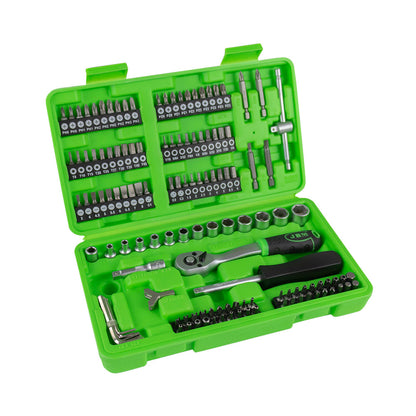 130 PIECE 1/4" ZINC PLATED TOOL KIT WITH SOCKETS AND BITS