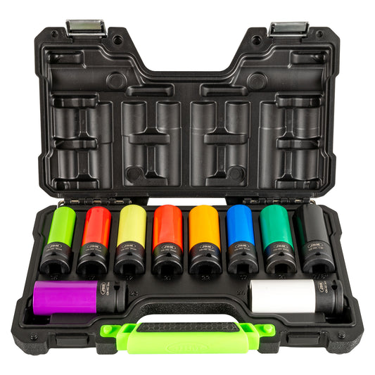 SET DE 10 VASOS DE IMPACTO DE 1/2" ESPECIAL EXTRACCIÓN RUEDAS