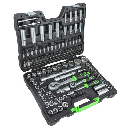 113 PIECE TOOL CASE WITH 12 EDGE SOCKETS, ZINC PLATED