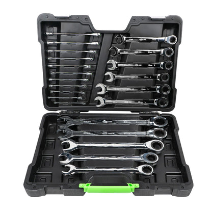 SET OF 22 COMBINATION WRENCHES WITH RATCHET IN CASE