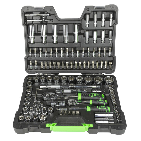 113 PIECE TOOL CASE 12 END SOCKETS CHROME PLATED