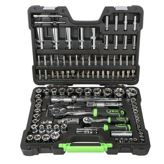 108 PIECE TOOL CASE WITH CHROME HEXAGON SOCKETS