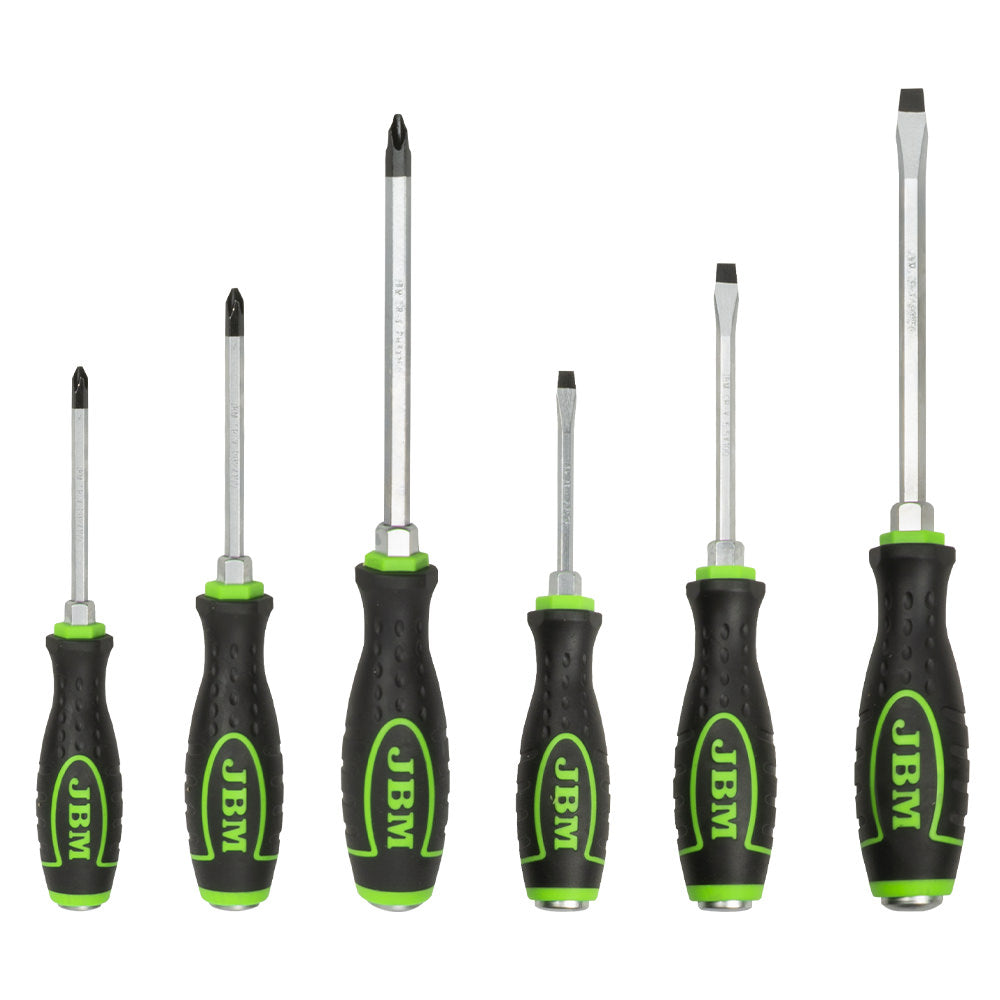 SET OF 6 GO-THROUGH SCREWDRIVERS (3 STAR + 3 FLAT)