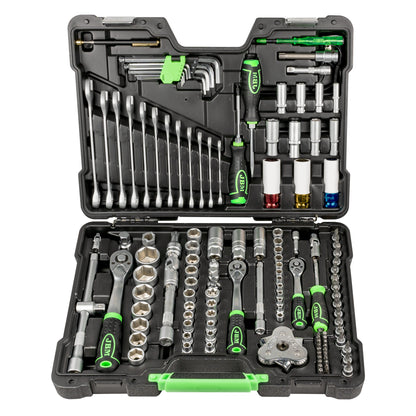 132 PIECE TOOL CASE WITH 1/2", 1/4" AND 3/8" HEXAGON SOCKETS, ZINC PLATED