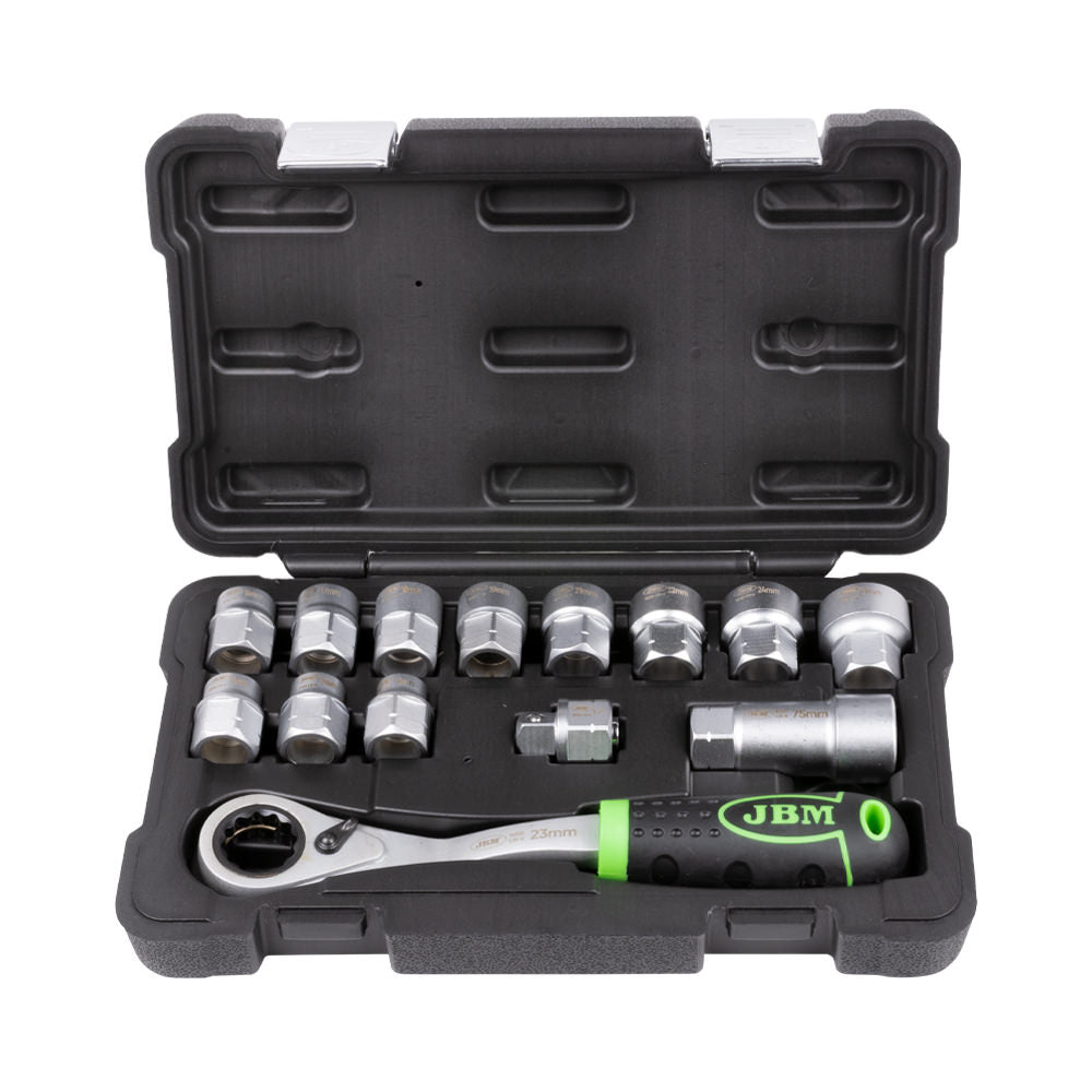 14 PIECE GO-THROUGH TOOL CASE 1/2" ZINC PLATED