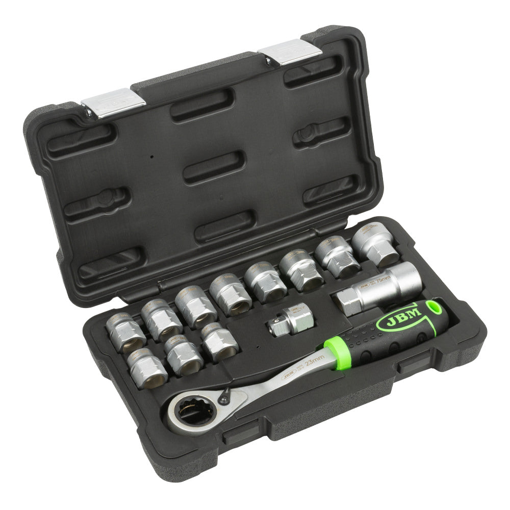 14 PIECE GO-THROUGH TOOL CASE 1/2" ZINC PLATED