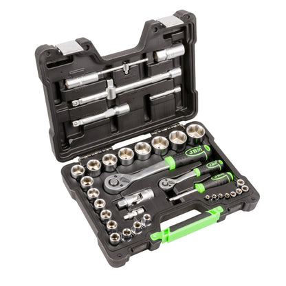 36 PIECE TOOL CASE WITH 1/2" AND 1/4" HEXAGON SOCKETS, ZINC PLATED