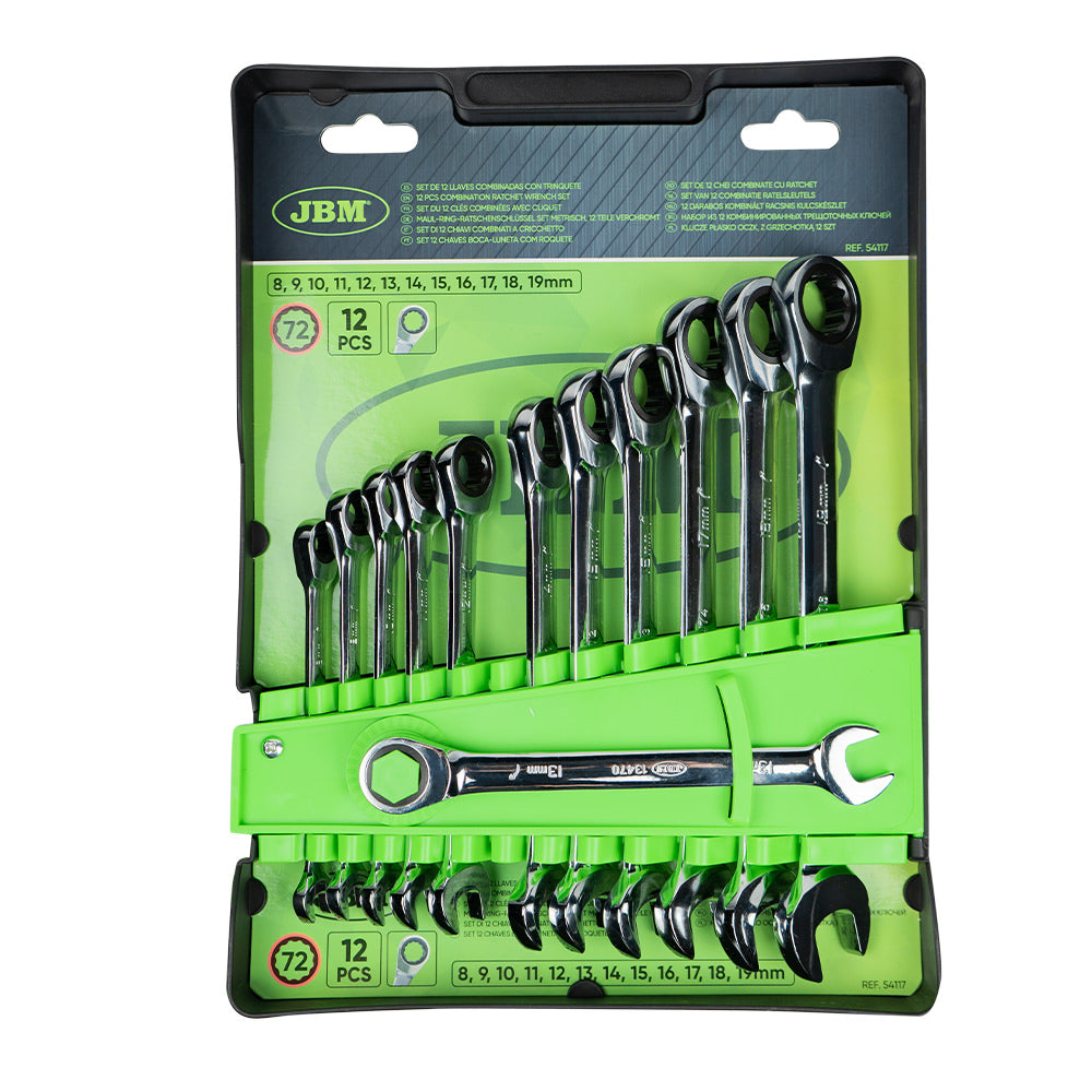 SET DE 12 LLAVES COMBINADAS CON TRINQUETE