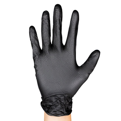 BLACK DISPOSABLE NITRILE GLOVES SIZE M 7.0MIL (100 UNITS) DIAMOND TEXTURE