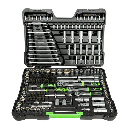 216 PIECE TOOL CASE WITH 12 END SOCKETS, ZINC PLATED