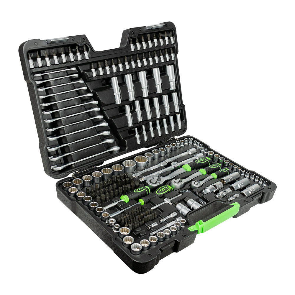 216 PIECE TOOL CASE WITH 12 END SOCKETS, ZINC PLATED